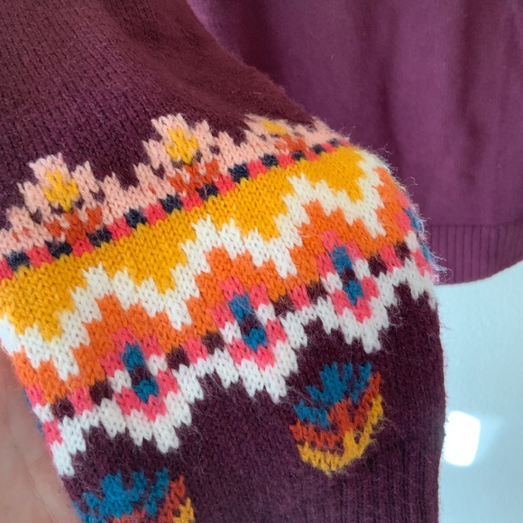 LIKE NEW! Talbots Fair Isle Burgundy Sweater Size Small - Picture 4 of 8